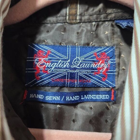 5/$25 English Laundry Vintage Y2K Brown and White Pinstripe Embroidered - Picture 9 of 10